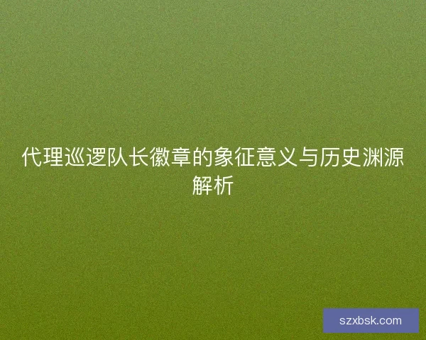代理巡逻队长徽章的象征意义与历史渊源解析