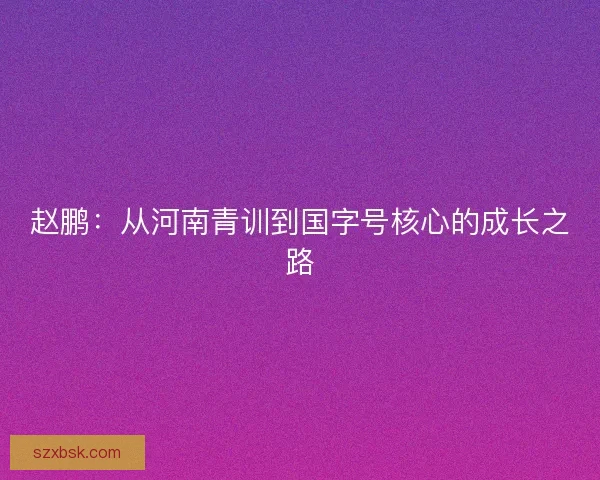 赵鹏：从河南青训到国字号核心的成长之路