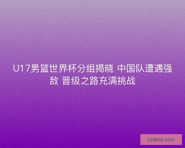 U17男篮世界杯分组揭晓 中国队遭遇强敌 晋级之路充满挑战 U17男篮世界杯分组揭晓 中国队遭遇强敌 晋级之路充满挑战