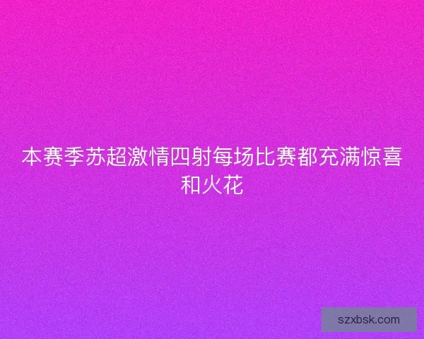 本赛季苏超激情四射每场比赛都充满惊喜和火花